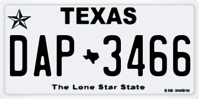 TX license plate DAP3466