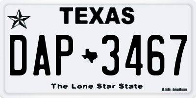 TX license plate DAP3467