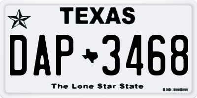 TX license plate DAP3468