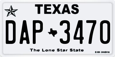 TX license plate DAP3470