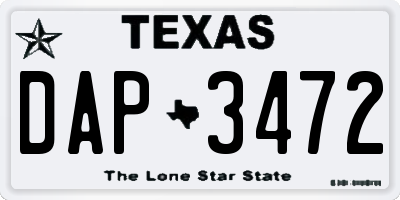 TX license plate DAP3472