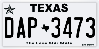 TX license plate DAP3473