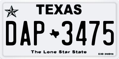 TX license plate DAP3475