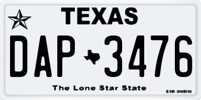 TX license plate DAP3476