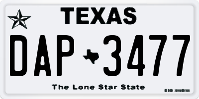 TX license plate DAP3477