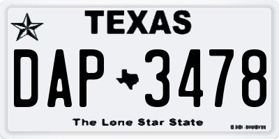 TX license plate DAP3478