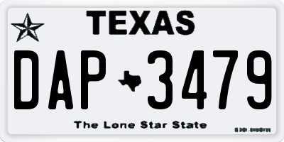 TX license plate DAP3479