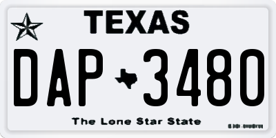 TX license plate DAP3480