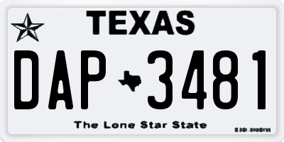 TX license plate DAP3481