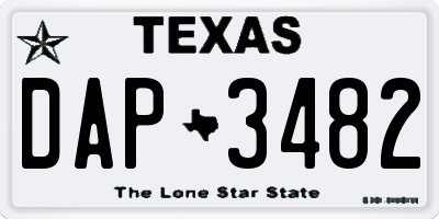 TX license plate DAP3482
