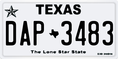 TX license plate DAP3483