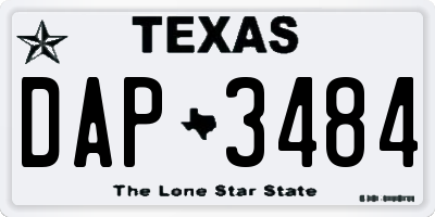 TX license plate DAP3484
