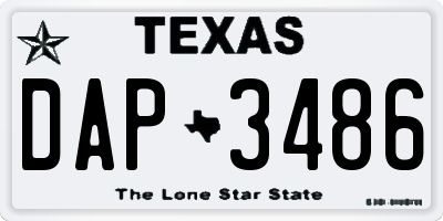 TX license plate DAP3486