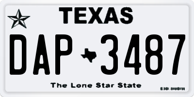 TX license plate DAP3487
