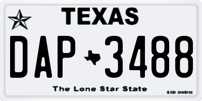 TX license plate DAP3488