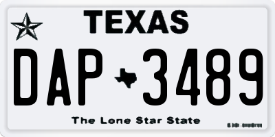 TX license plate DAP3489