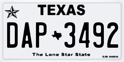 TX license plate DAP3492