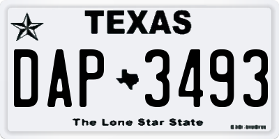 TX license plate DAP3493