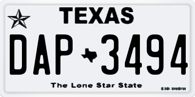 TX license plate DAP3494