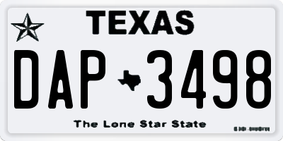 TX license plate DAP3498
