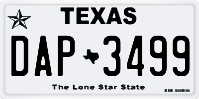 TX license plate DAP3499