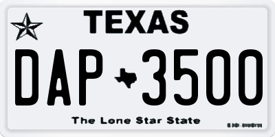 TX license plate DAP3500