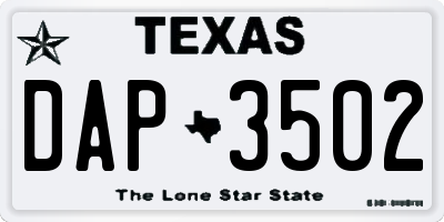 TX license plate DAP3502