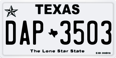 TX license plate DAP3503