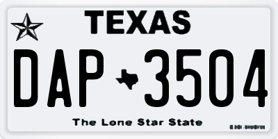 TX license plate DAP3504