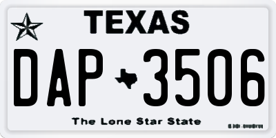 TX license plate DAP3506
