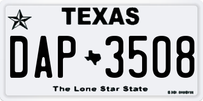 TX license plate DAP3508