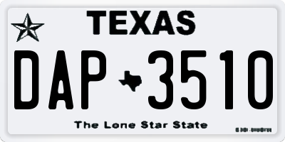 TX license plate DAP3510