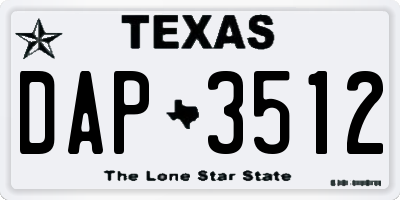 TX license plate DAP3512