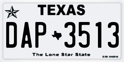 TX license plate DAP3513