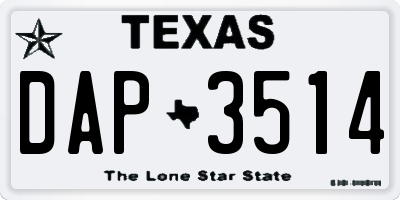 TX license plate DAP3514