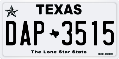 TX license plate DAP3515