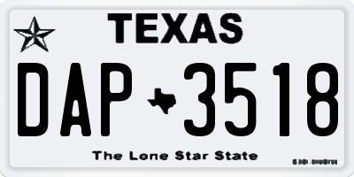 TX license plate DAP3518