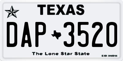 TX license plate DAP3520