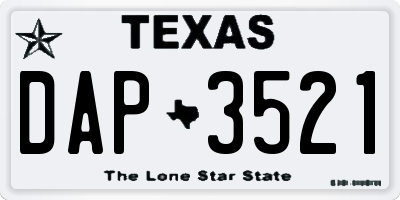 TX license plate DAP3521