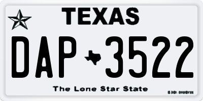TX license plate DAP3522