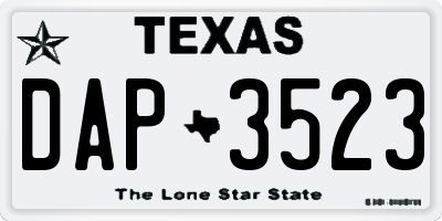 TX license plate DAP3523