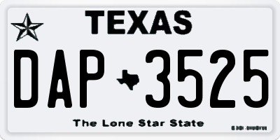 TX license plate DAP3525