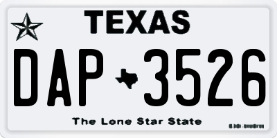 TX license plate DAP3526