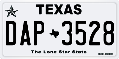 TX license plate DAP3528