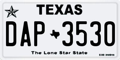 TX license plate DAP3530