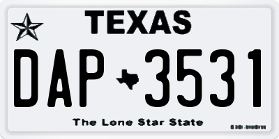 TX license plate DAP3531
