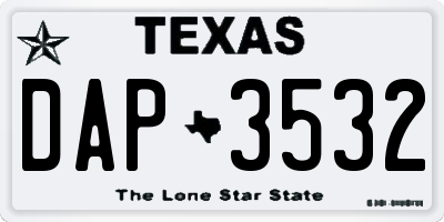 TX license plate DAP3532