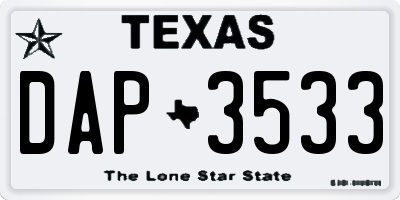 TX license plate DAP3533