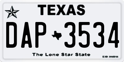 TX license plate DAP3534