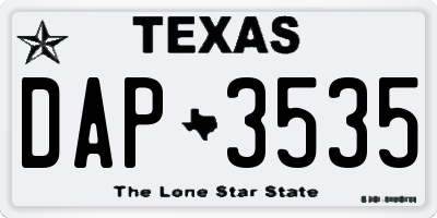 TX license plate DAP3535